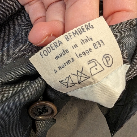Fodera Bemberg gray striped double breasted wool Lana suit jacket blazer size 52 - Picture 9 of 14